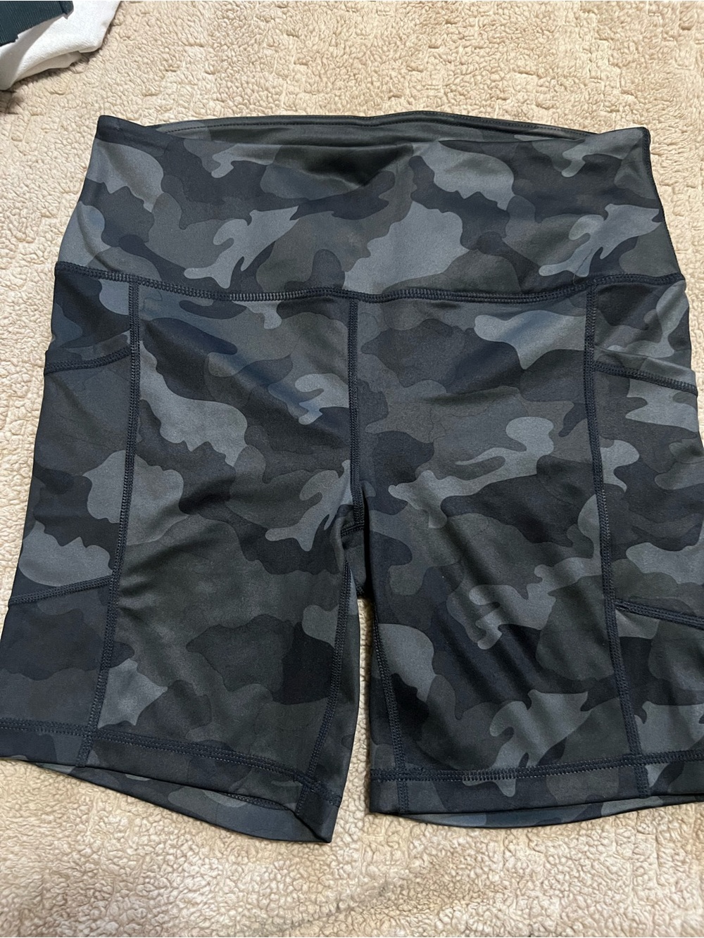 Yogalicious Black and Gray Camo High-Rise Bike Shorts